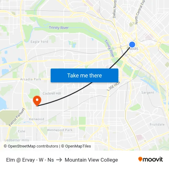 Elm @ Ervay - W - Ns to Mountain View College map