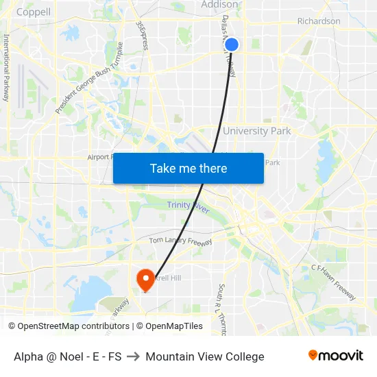 Alpha @ Noel - E - FS to Mountain View College map