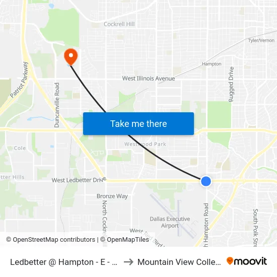 Ledbetter @ Hampton - E - Ns to Mountain View College map