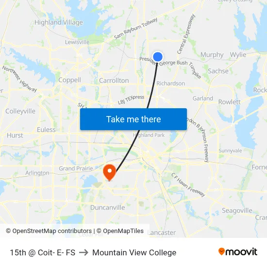 15th @ Coit- E- FS to Mountain View College map