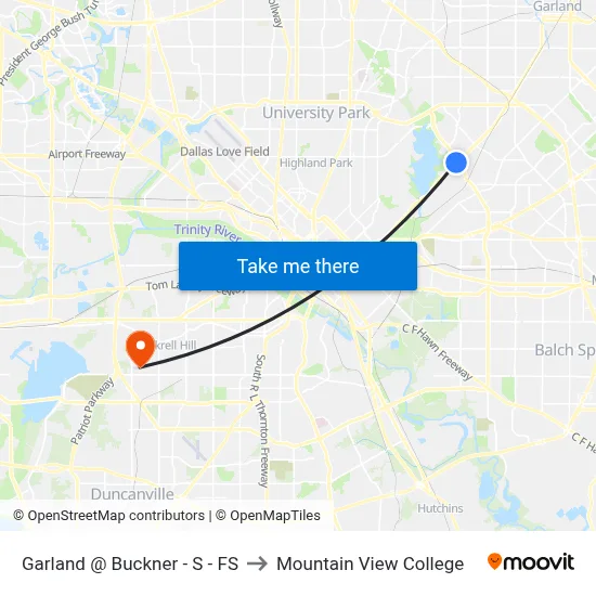 Garland @ Buckner - S - FS to Mountain View College map