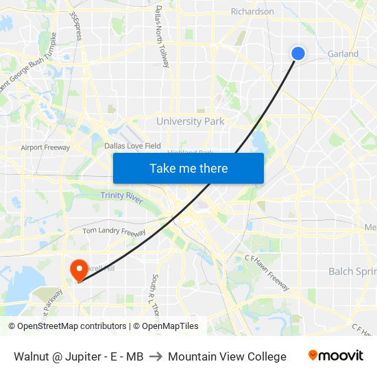 Walnut @ Jupiter - E - MB to Mountain View College map