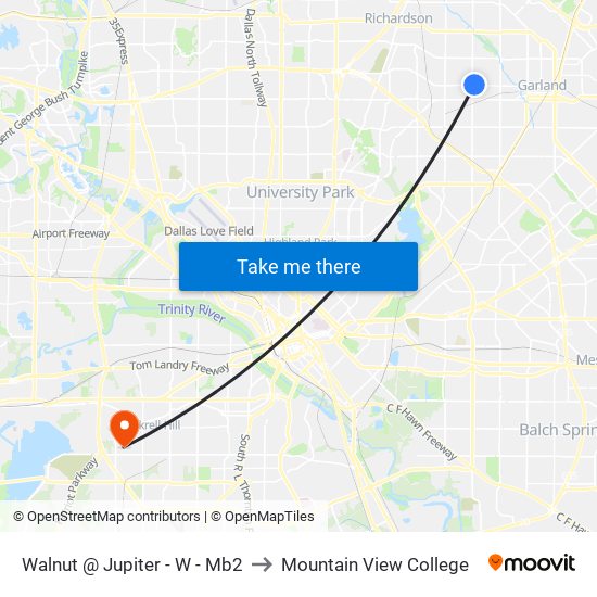 Walnut @ Jupiter - W - Mb2 to Mountain View College map