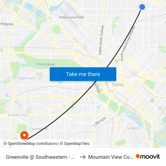 Greenville @ Southwestern - N - Mb1 to Mountain View College map