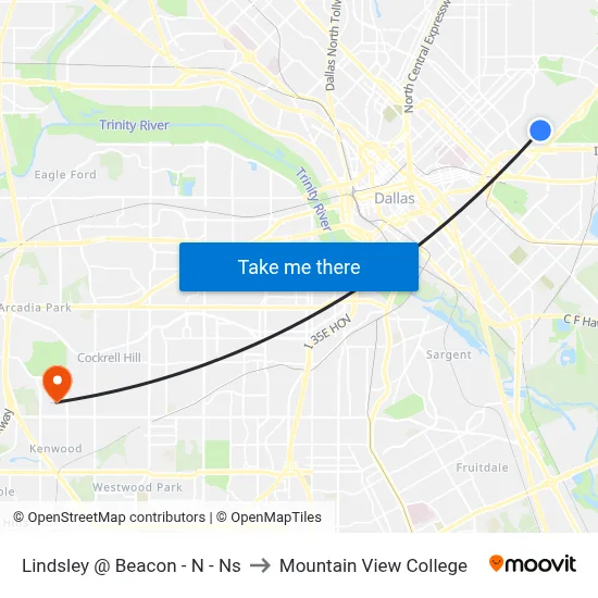 Lindsley @ Beacon - N - Ns to Mountain View College map