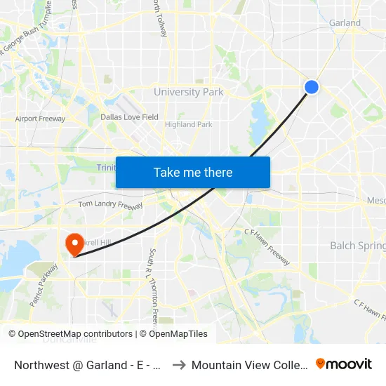 Northwest @ Garland - E - MB to Mountain View College map