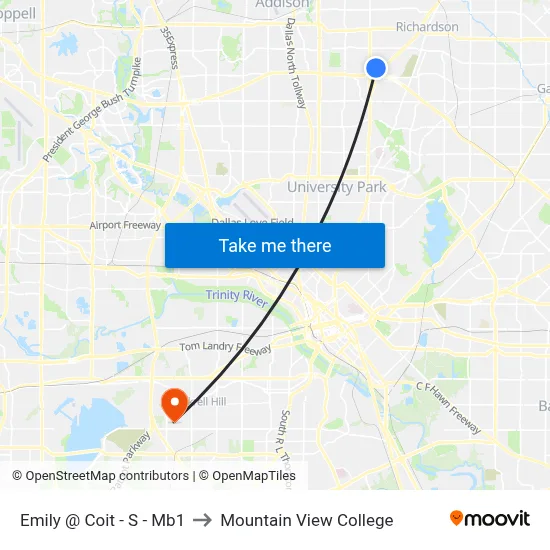 Emily @ Coit - S - Mb1 to Mountain View College map