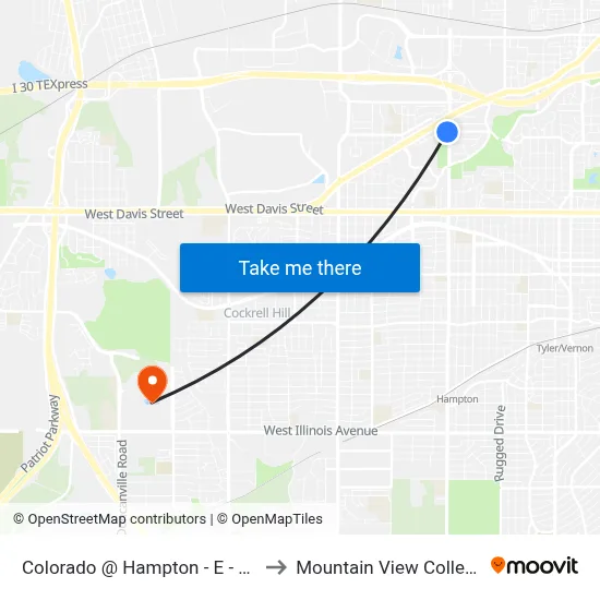 Colorado @ Hampton - E - Ns to Mountain View College map