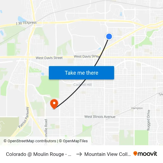 Colorado @ Moulin Rouge - E - Ns to Mountain View College map