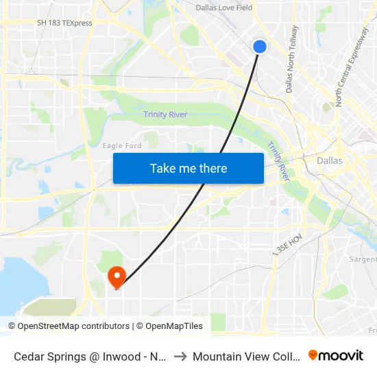 Cedar Springs @ Inwood -  N - FS to Mountain View College map