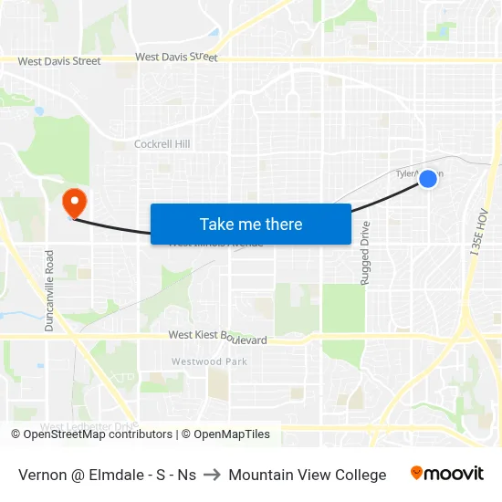 Vernon @ Elmdale - S - Ns to Mountain View College map