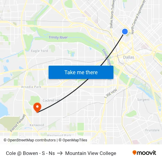 Cole @ Bowen - S - Ns to Mountain View College map