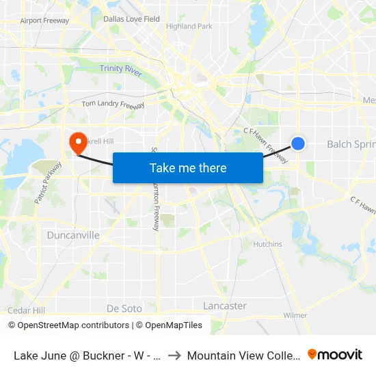 Lake June @ Buckner - W - Ns to Mountain View College map