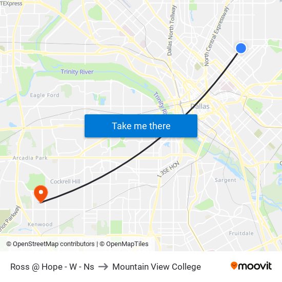 Ross @ Hope - W - Ns to Mountain View College map