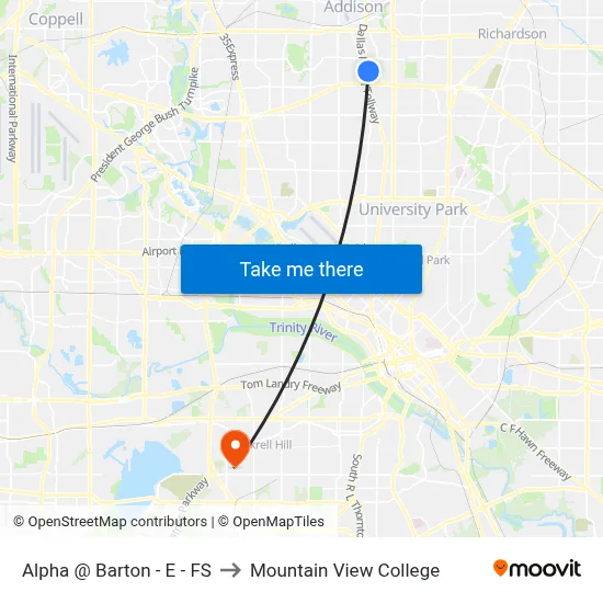 Alpha @ Barton - E - FS to Mountain View College map