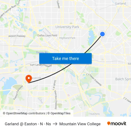 Garland @ Easton - N - Ns to Mountain View College map