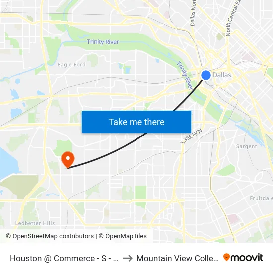 Houston @ Commerce - S - Ns to Mountain View College map