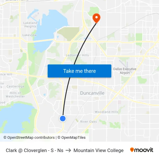 Clark @ Cloverglen - S - Ns to Mountain View College map