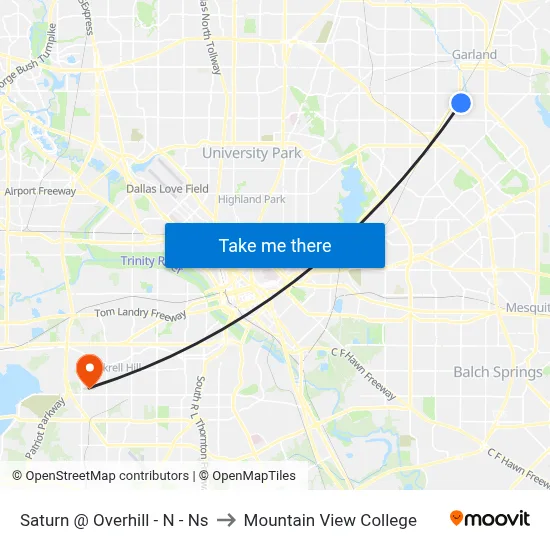 Saturn @ Overhill - N - Ns to Mountain View College map