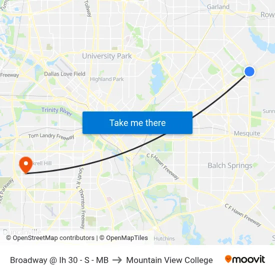 Broadway @ Ih 30 - S - MB to Mountain View College map