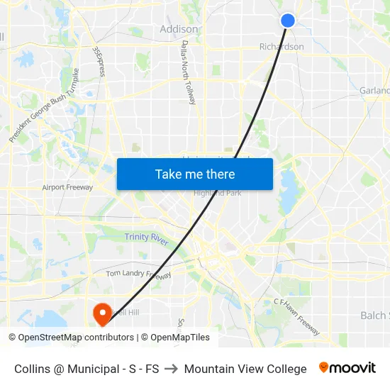 Collins @ Municipal - S - FS to Mountain View College map