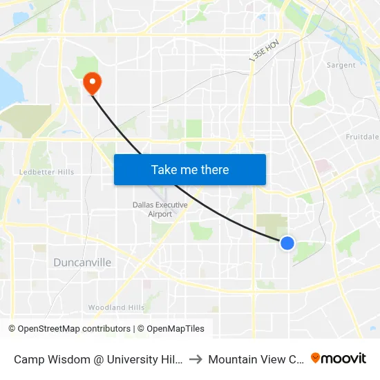 Camp Wisdom @ University Hills- W - FS to Mountain View College map