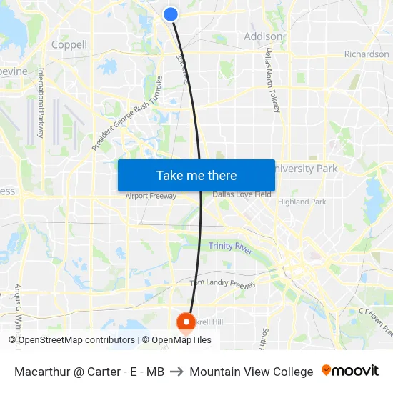 Macarthur @ Carter - E - MB to Mountain View College map