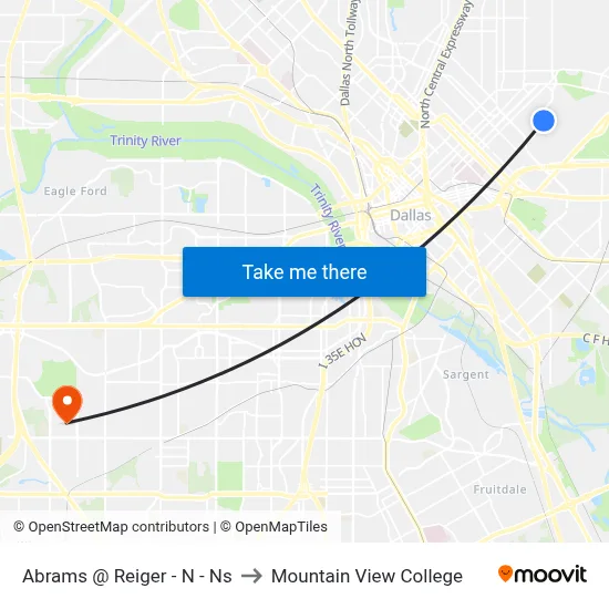 Abrams @ Reiger - N - Ns to Mountain View College map
