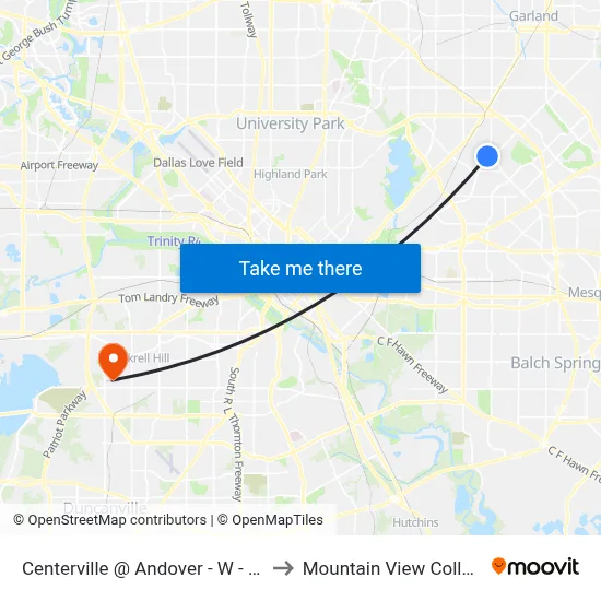 Centerville @ Andover - W - MB to Mountain View College map