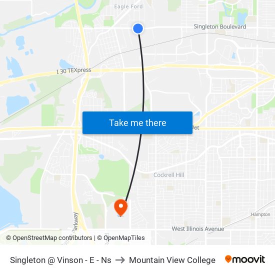 Singleton @ Vinson - E - Ns to Mountain View College map