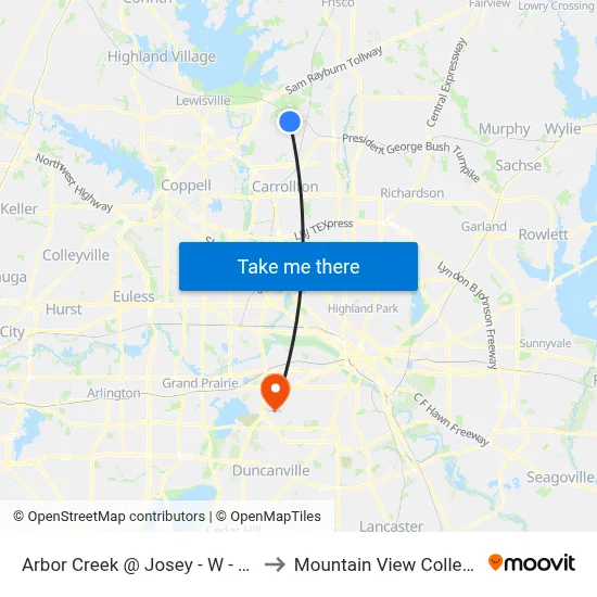 Arbor Creek @ Josey - W - FS to Mountain View College map