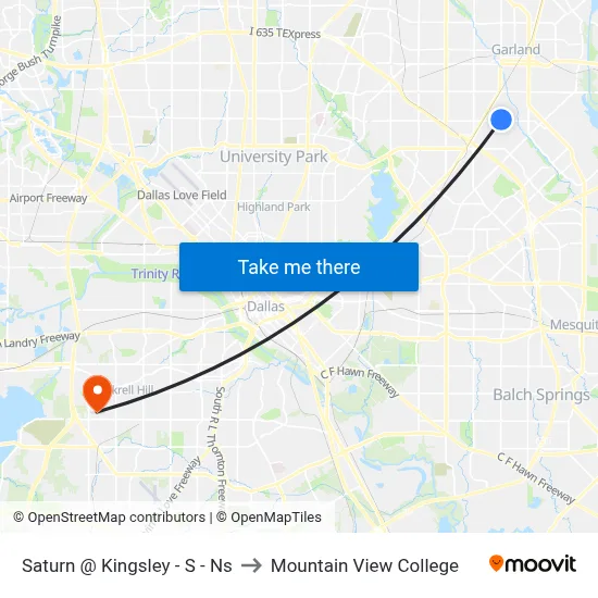 Saturn @ Kingsley - S - Ns to Mountain View College map