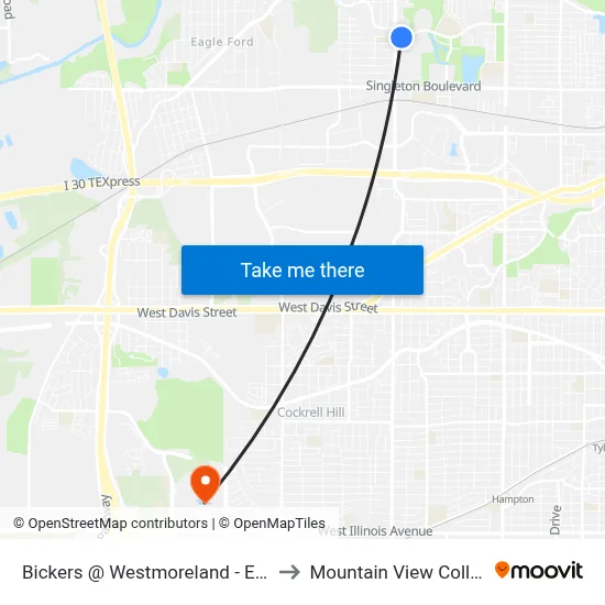 Bickers @ Westmoreland - E - FS to Mountain View College map