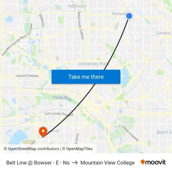 Belt Line @ Bowser - E - Ns to Mountain View College map