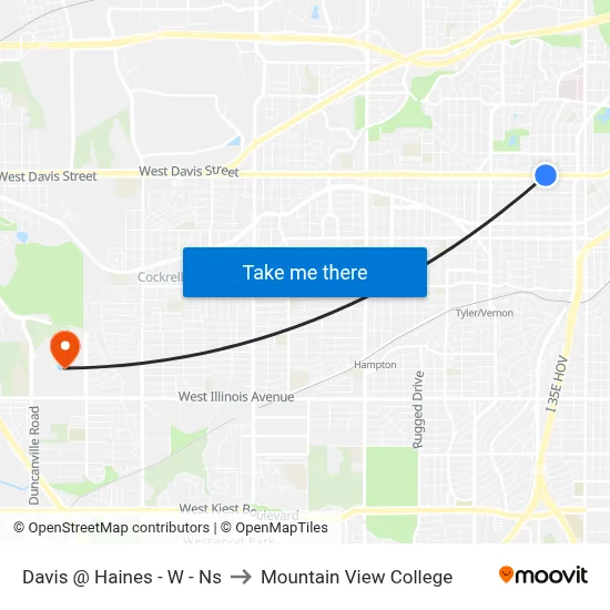 Davis @ Haines - W - Ns to Mountain View College map