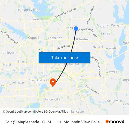 Coit @ Mapleshade - S - Mb1 to Mountain View College map