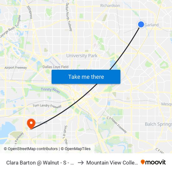 Clara Barton @ Walnut - S - MB to Mountain View College map