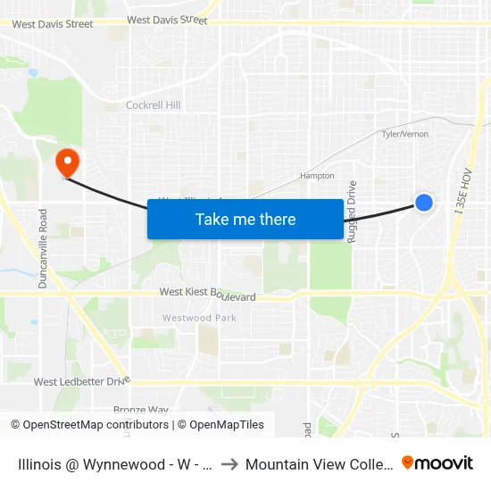 Illinois @ Wynnewood - W - Ns to Mountain View College map