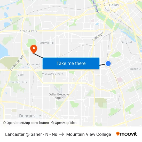 Lancaster @ Saner - N - Ns to Mountain View College map