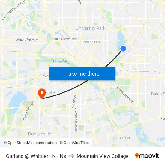 Garland @ Whittier - N - Ns to Mountain View College map