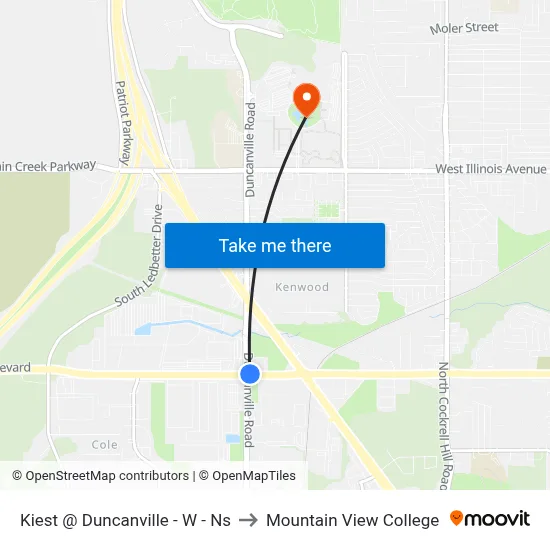 Kiest @ Duncanville - W - Ns to Mountain View College map