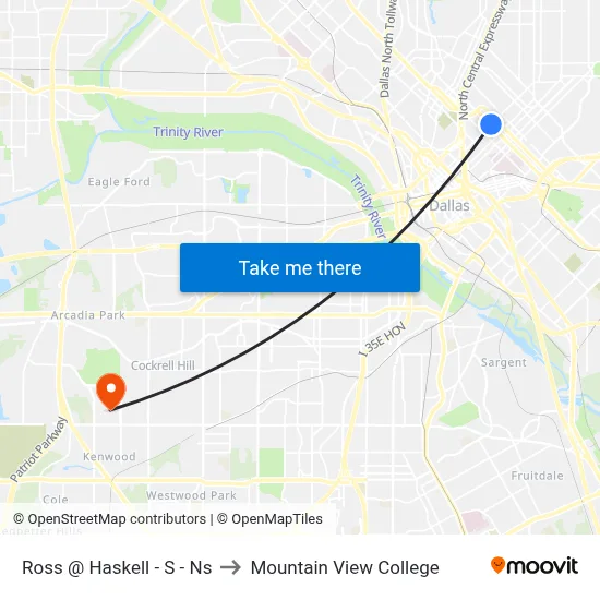 Ross @ Haskell - S - Ns to Mountain View College map