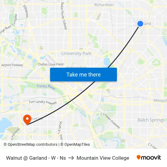 Walnut @ Garland - W - Ns to Mountain View College map