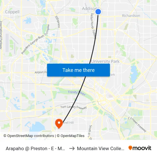 Arapaho @ Preston - E - Mb1 to Mountain View College map