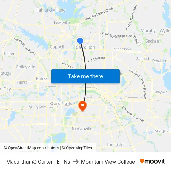 Macarthur @ Carter - E - Ns to Mountain View College map