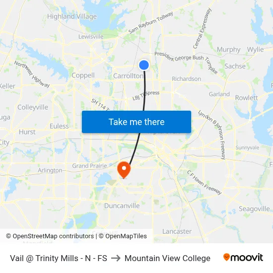 Vail @ Trinity Mills - N - FS to Mountain View College map