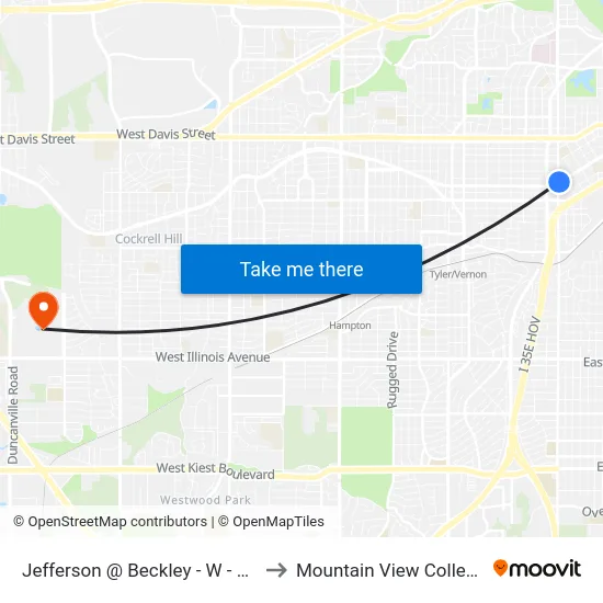 Jefferson @ Beckley - W - Ns to Mountain View College map