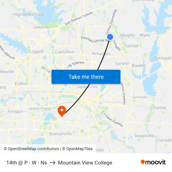 14th @ P - W - Ns to Mountain View College map