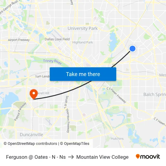 Ferguson @ Oates - N - Ns to Mountain View College map