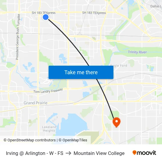 Irving @ Arlington - W - FS to Mountain View College map